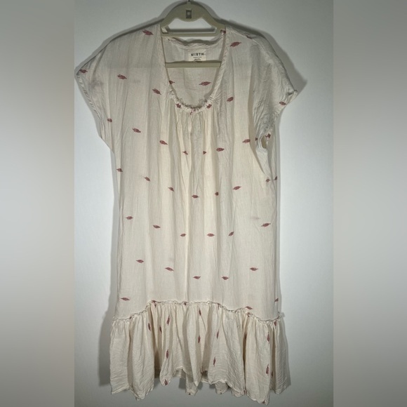 MIRTH handmade cream cotton aztec dropwaist gauzy OS midi caftan dress - Picture 1 of 11